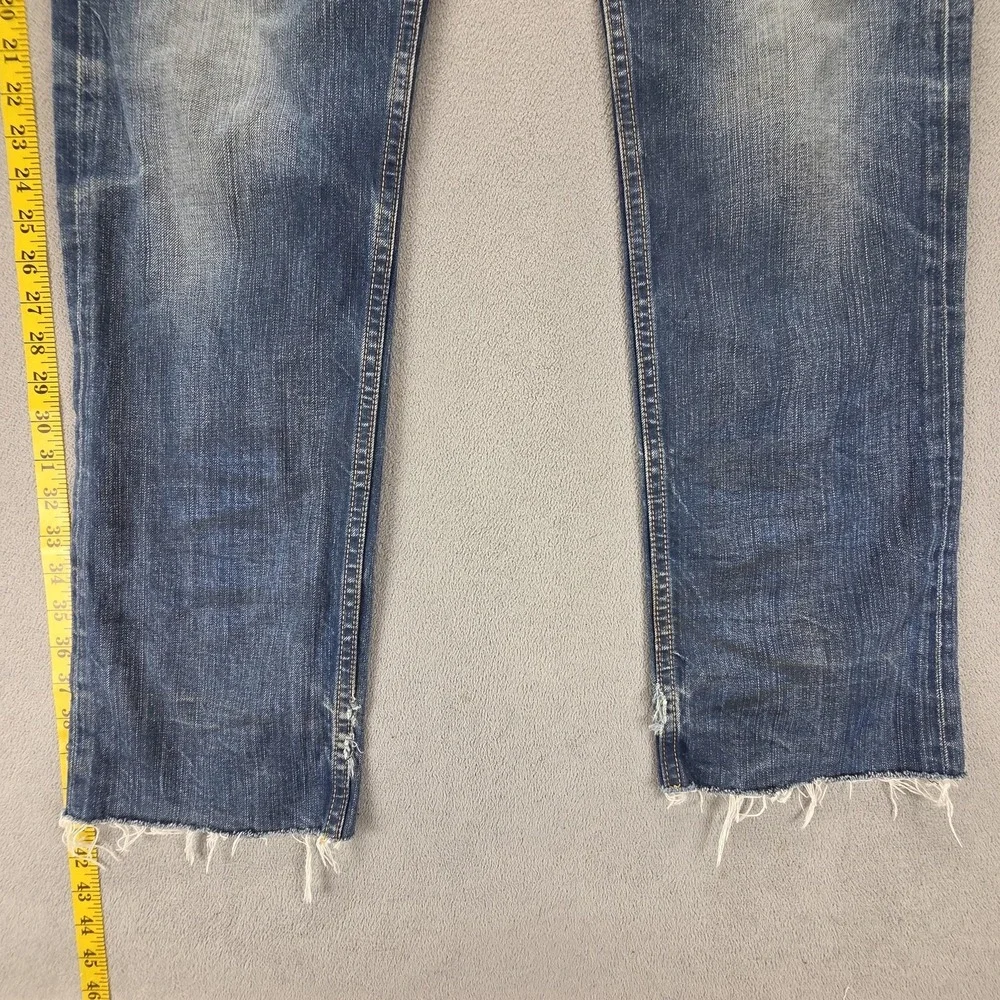 Vintage Levis 504 Jeans Mens Blue Straight Engineered Raw Hem Zip fly Fits 32x30